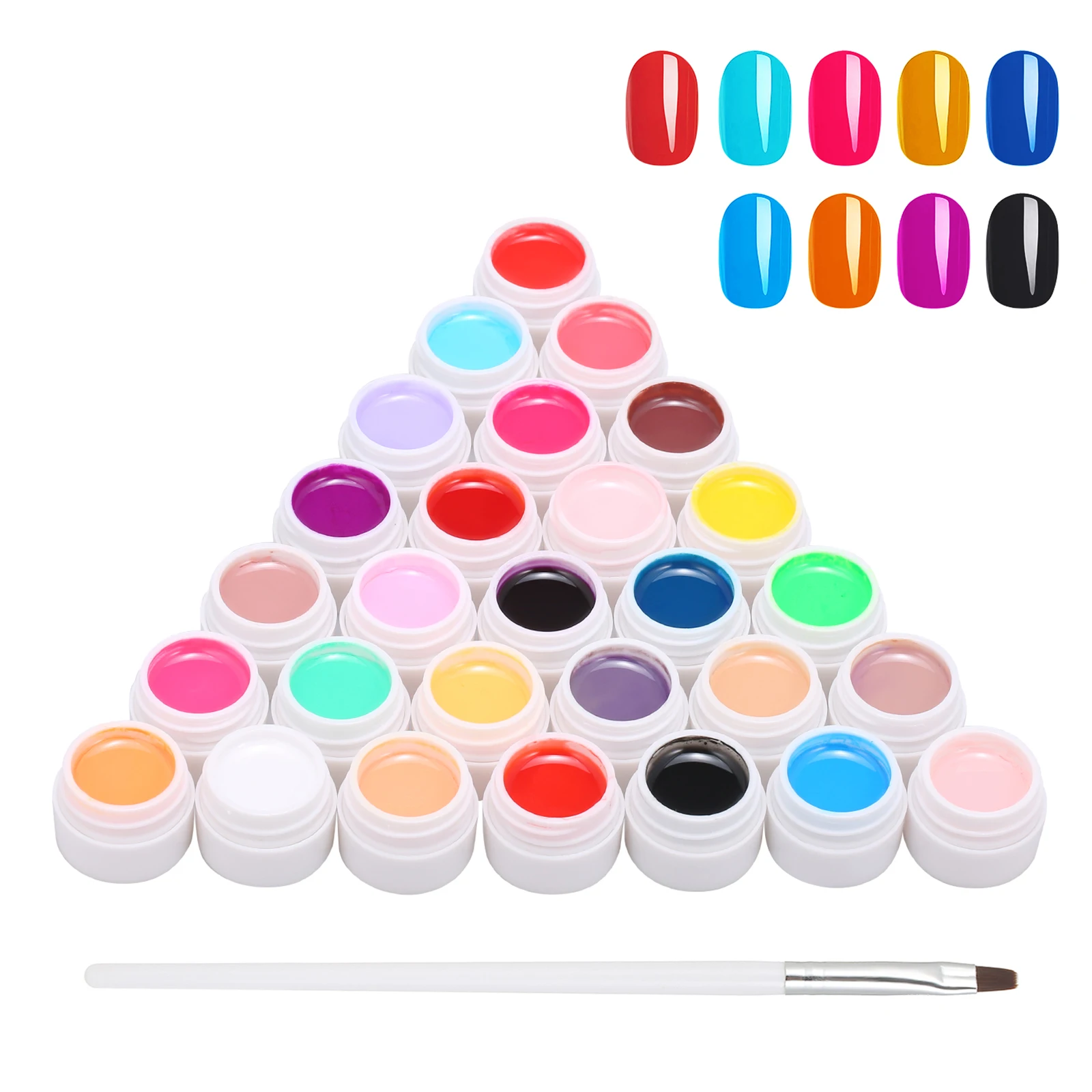 

30 Color Nail Polish Nail Art Pigment Set Nail Glue UV Gel Builder Polish Solid Glue Extension Gel With 1 Nail Brush