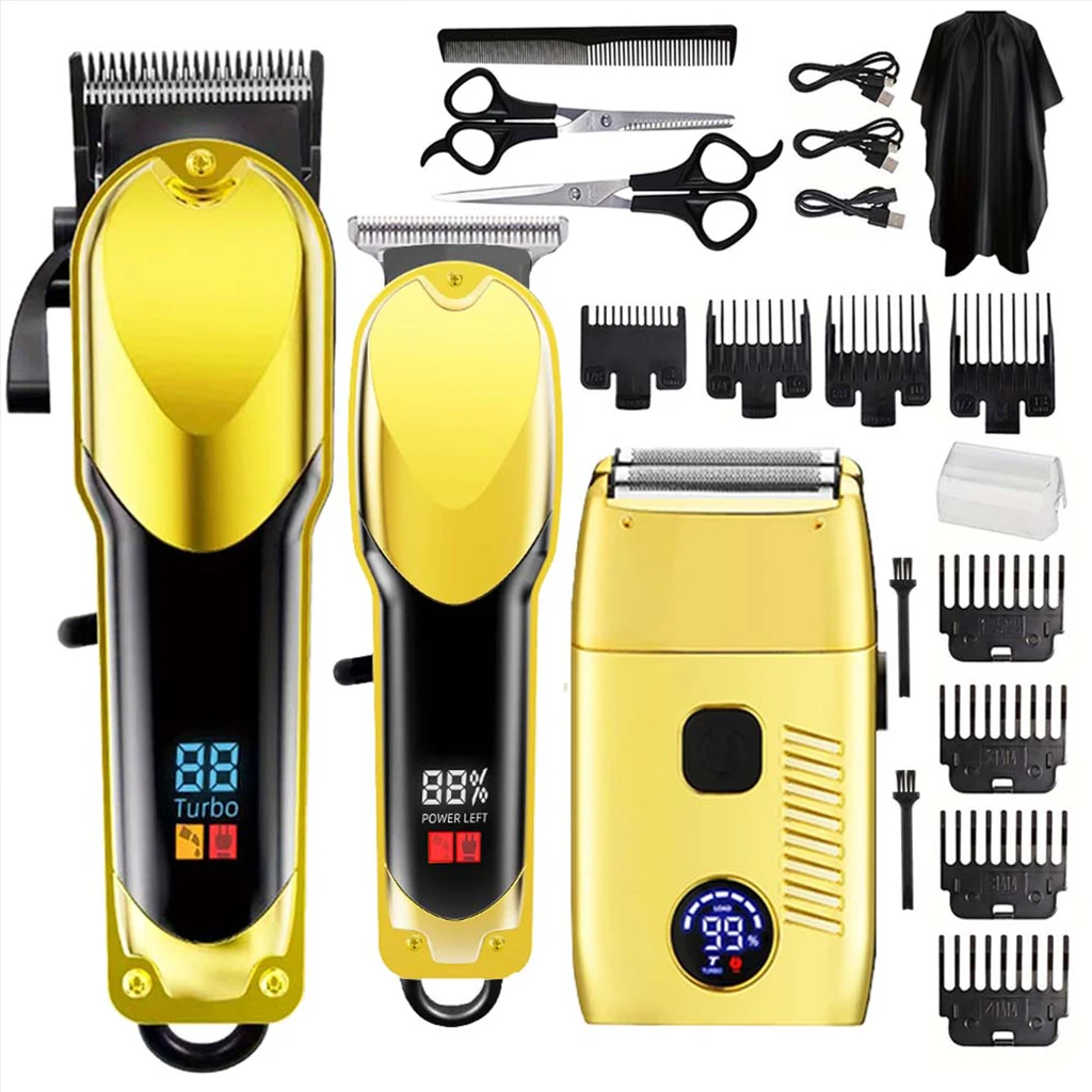 3 in 1 Hair Clipper Trimmer Set Electric Shaver for Men Rechargeable Beard Trimmer Professional Haircut Machine with LCD Display & Accessories