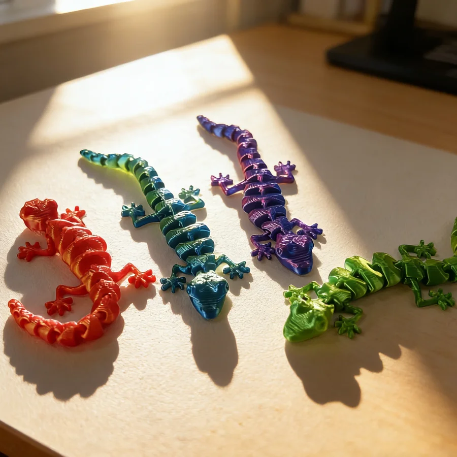 3D Printed Lizard & Gecko with Movable Joints, Flexible Joint Reptile Decor Model, Durable Plastic Desktop Ornament