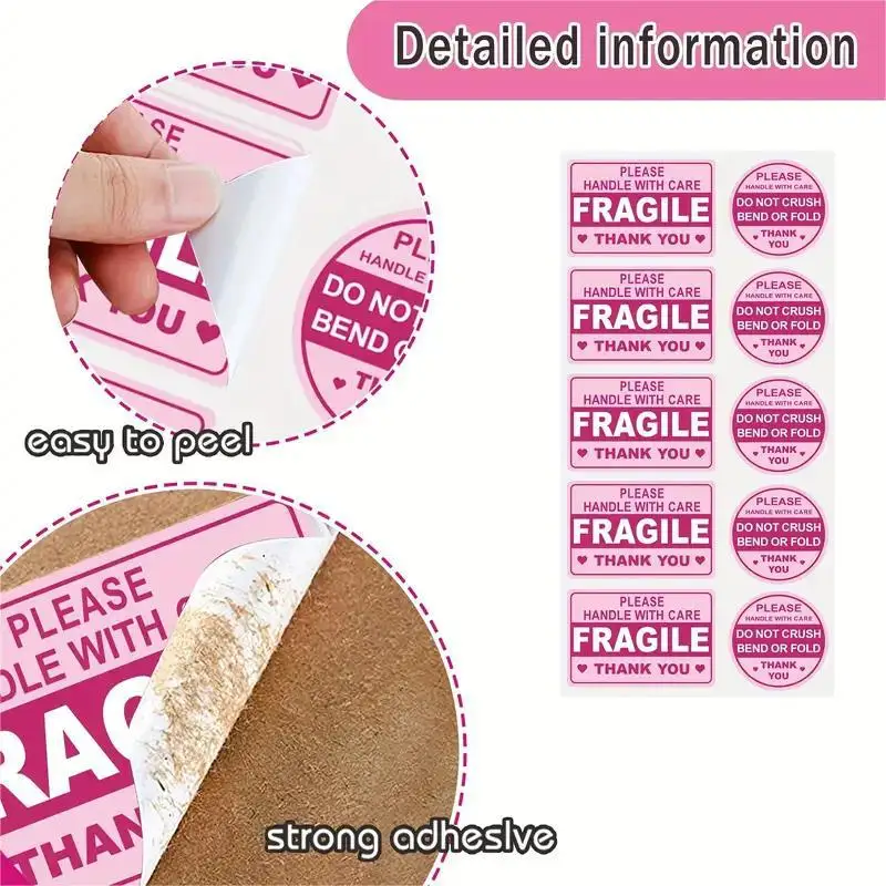 100PCS Fragile Stickers Don Not Crush Handle with Care 5cm*7.6cm Shipping Label Packaging Remind Labels Thank You sticker image 2