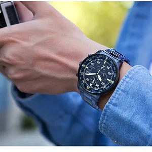 Citizen Men's Fashion Stainless Steel Clock Calendar Luxury Quartz Pulse Clock Business Clocks for Man Montre Homme 12 Main Sales Watch Citizen Original Male - №10