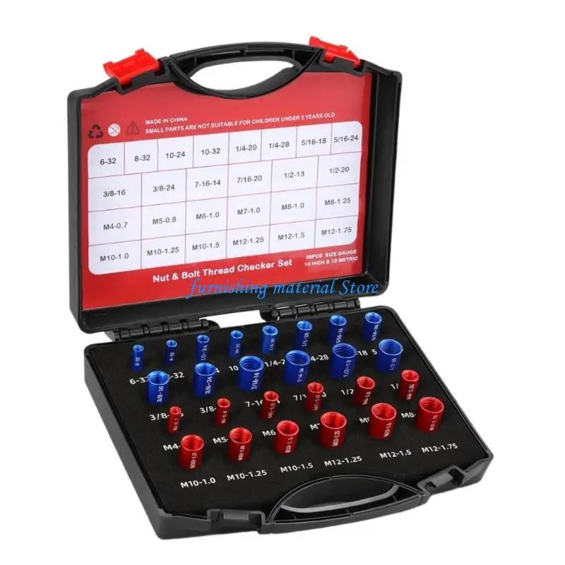 

Y5GD Nut & Bolt Thread Checker (Inch & Metric) 26/44Pcs Male/Female Gauges, Aluminiums Inch & Metric Checking