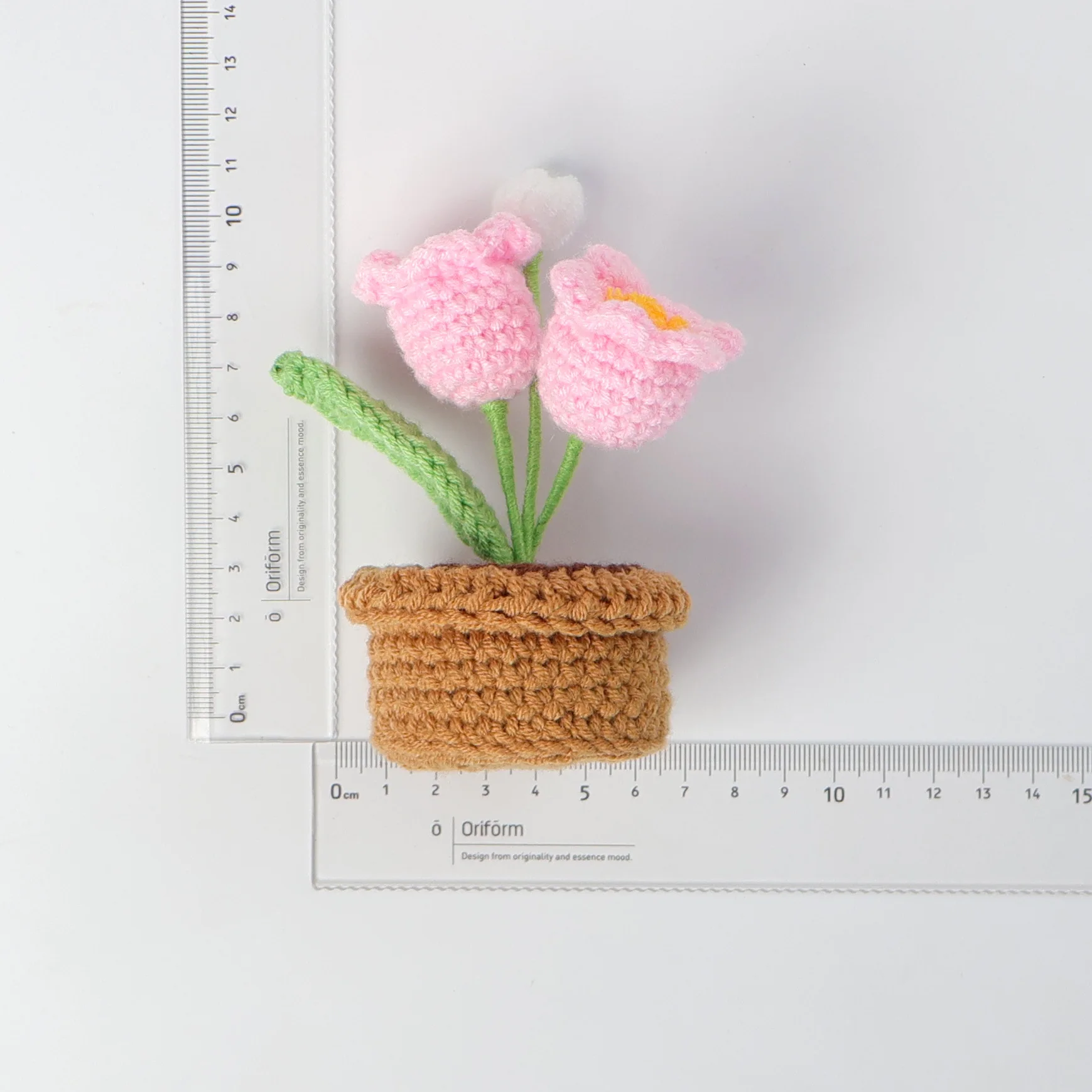 Gehäkelter Orchideentopf, Mini Handgemachte Blume, Gestrickte Maiglöckchen, Desktop- und Autodekoration, Geschenk – Detail 1
