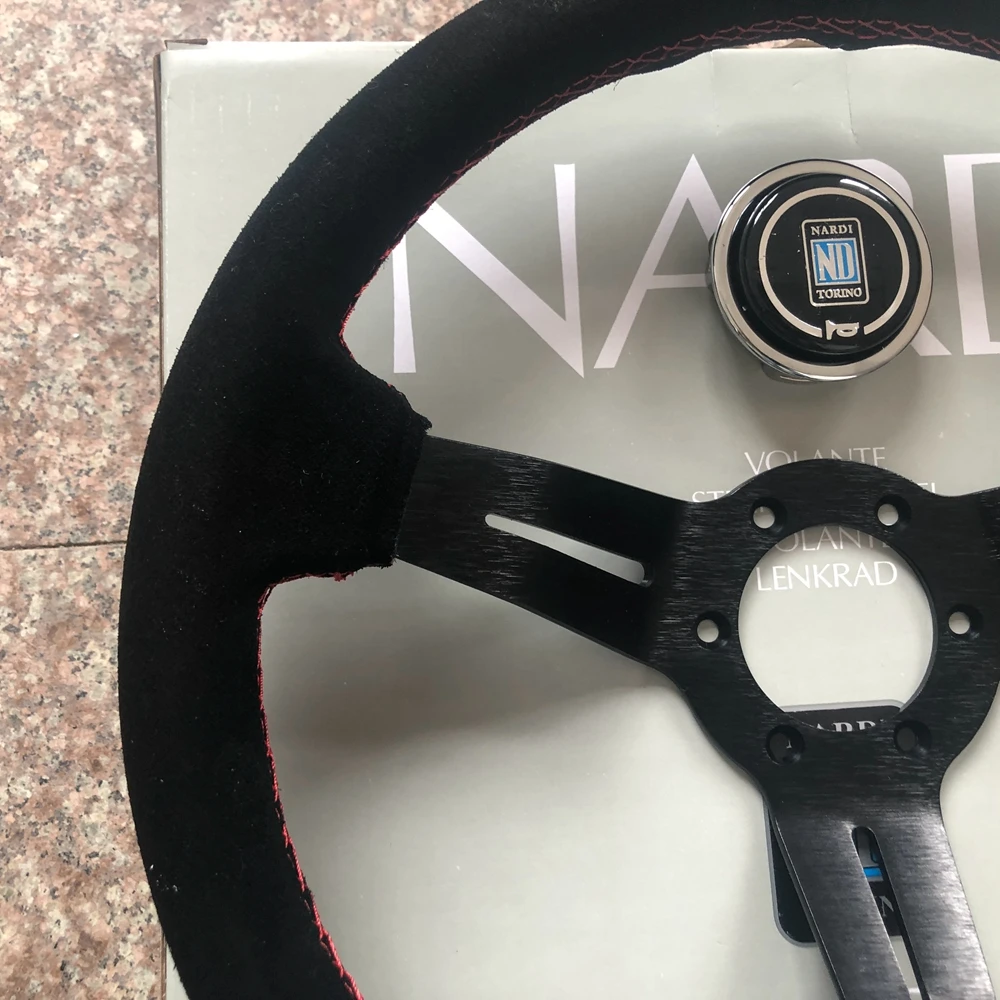 Nardi 14Inch Universal Racing Drift Nardi Steering Wheel Car ND Suede Leather JDM Steering Wheel Volantes For HONDA BMW TOYOTA