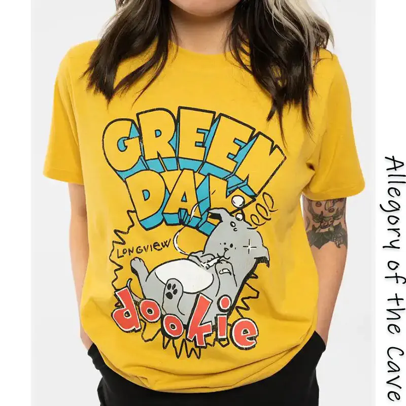 

een Day Ro Punk Band American Retro Pure Cotton Printed round Ne ort Sve T-irt ex Casual Sle All Seasons