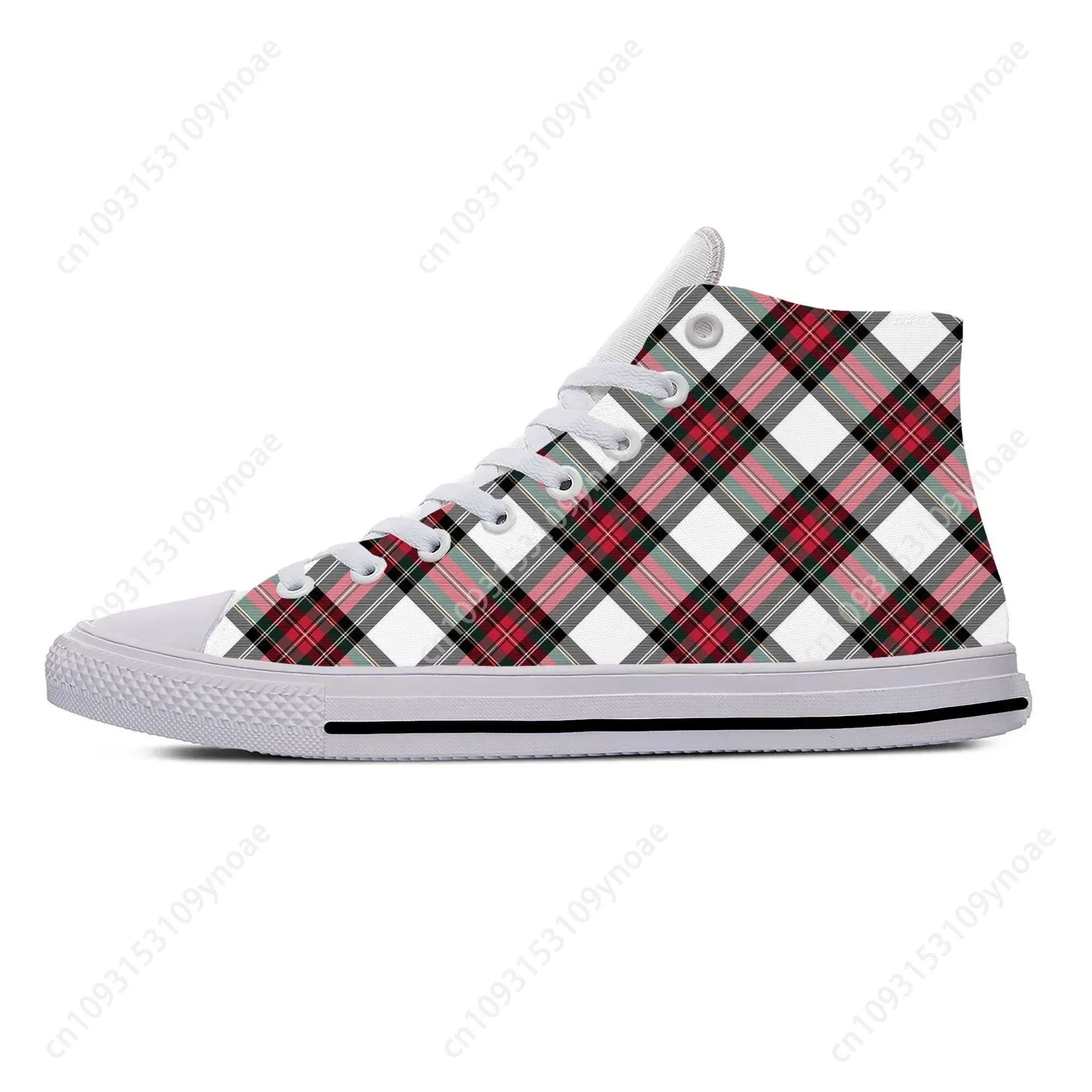 Hot Cool Scottish Plaid Stewart Tartan Clan Fashion Casual Shoes High Top Breathable Men Women Sneakers Lightweight Board Shoes