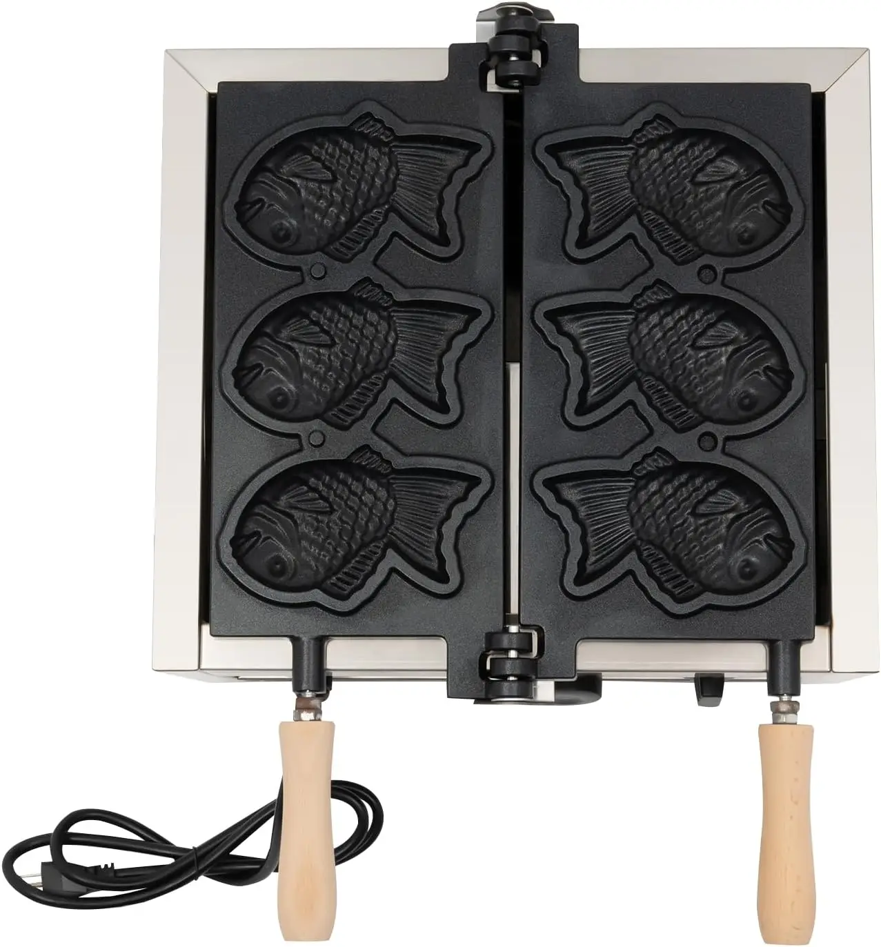 Commercial Electric Waffle Maker, Nonstick 3 Pcs Fish Type Waffle Machine, Japanese Taiyaki Making Machine