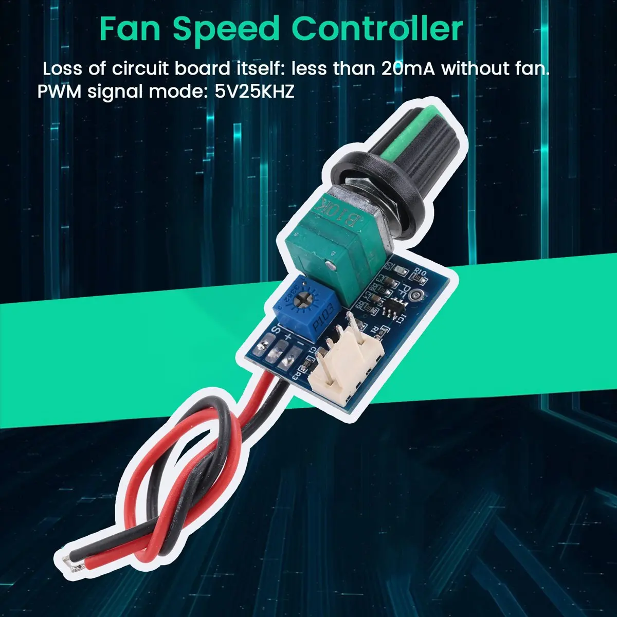 A64I DC 12V Adjustable 0%-100% PWM Fan Speed Controller with Knob Switch 4 Wire Fan Speed Governor Noise Reduction
