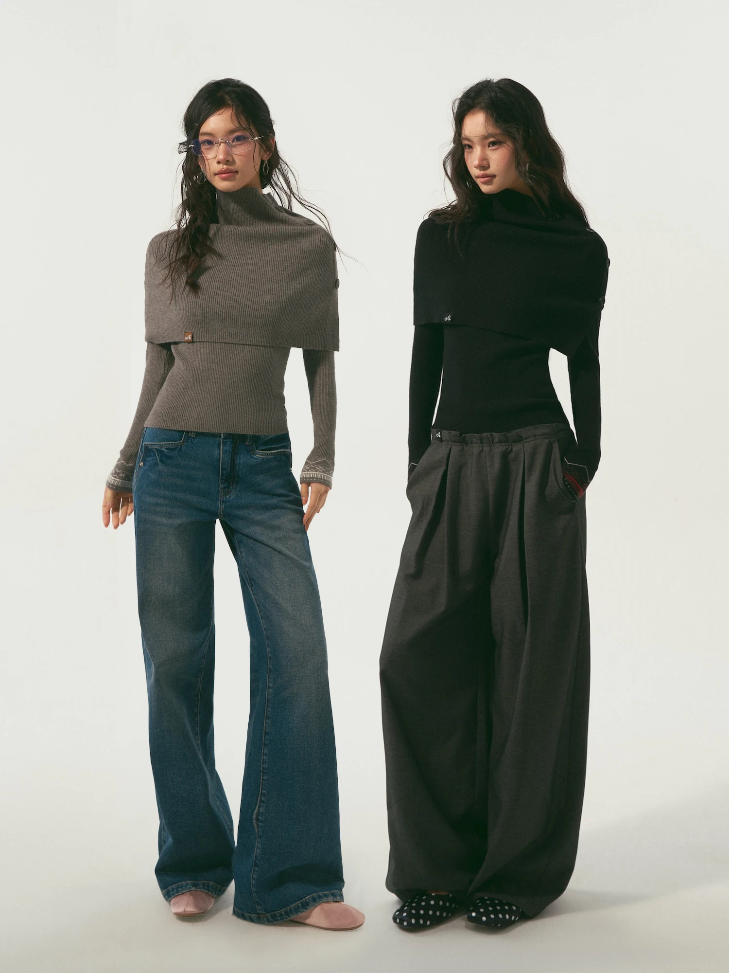 

Вязаный комплект SOMESOWE из двух предметов: топ с длинным рукавом и брюки, женский, модный, удобный, дышащий, из смесового полиэстера