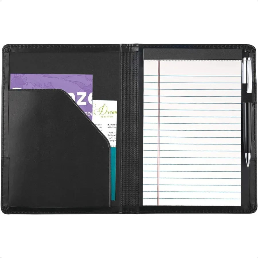 Padfolio Portfolio Binder Mini Padfolio Portfolio Binder 5x8 لوحة الكتابة القانونية A5 مجلد منظم المستندات للرجال والنساء Bla