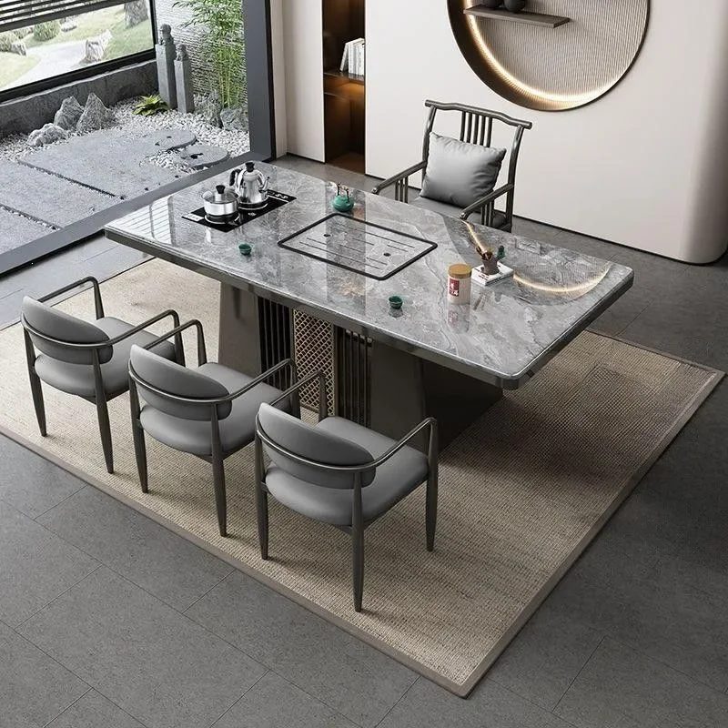 DSA new Chinese-style office balcony, living room complete set of rock slab tea table, tea table, modern household integrated
