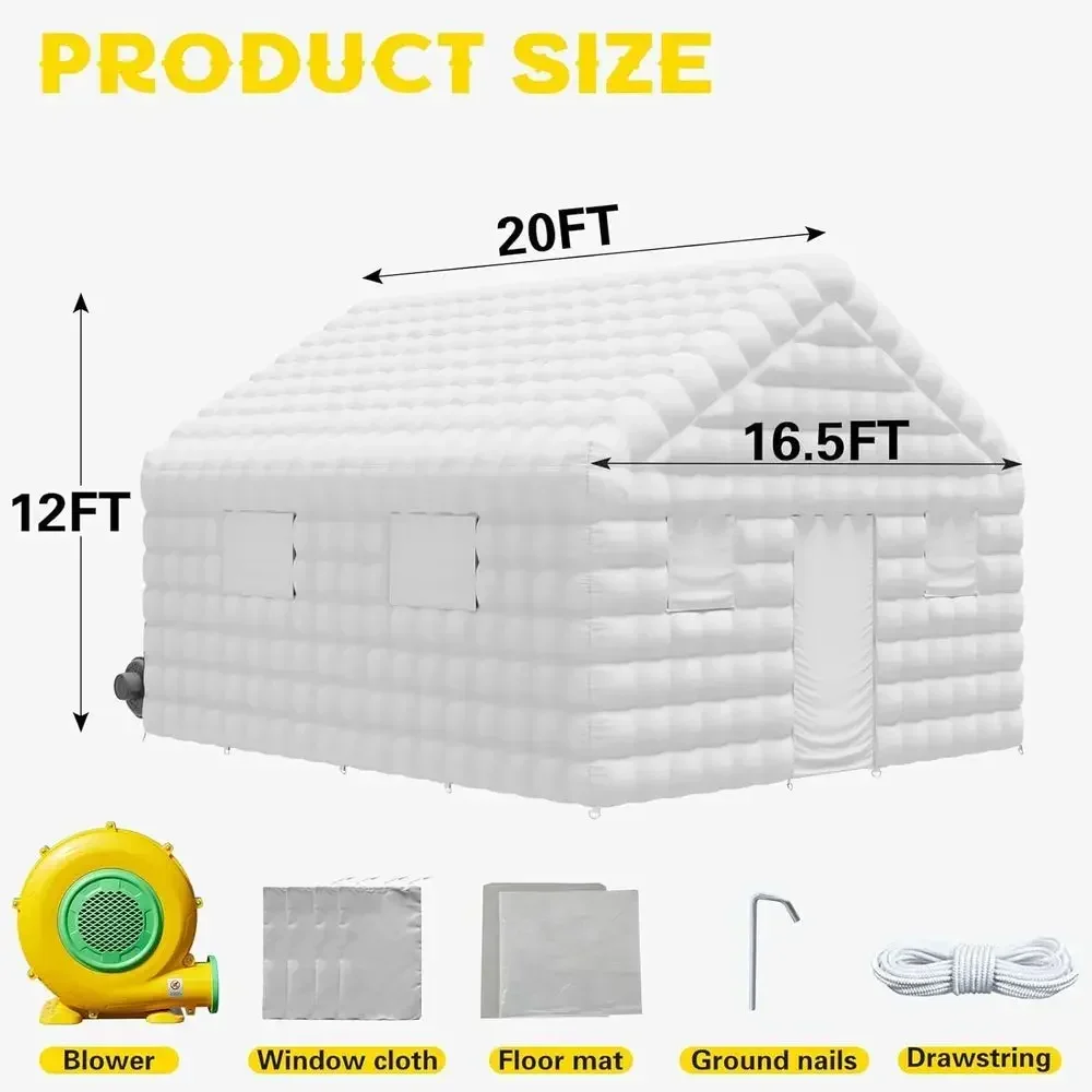 20x16.5x12 T Large White Iatable Nightclub, Blow Up Party Tent Portable with 950W Blower, Disco Night Club Tent or Adult Birthda