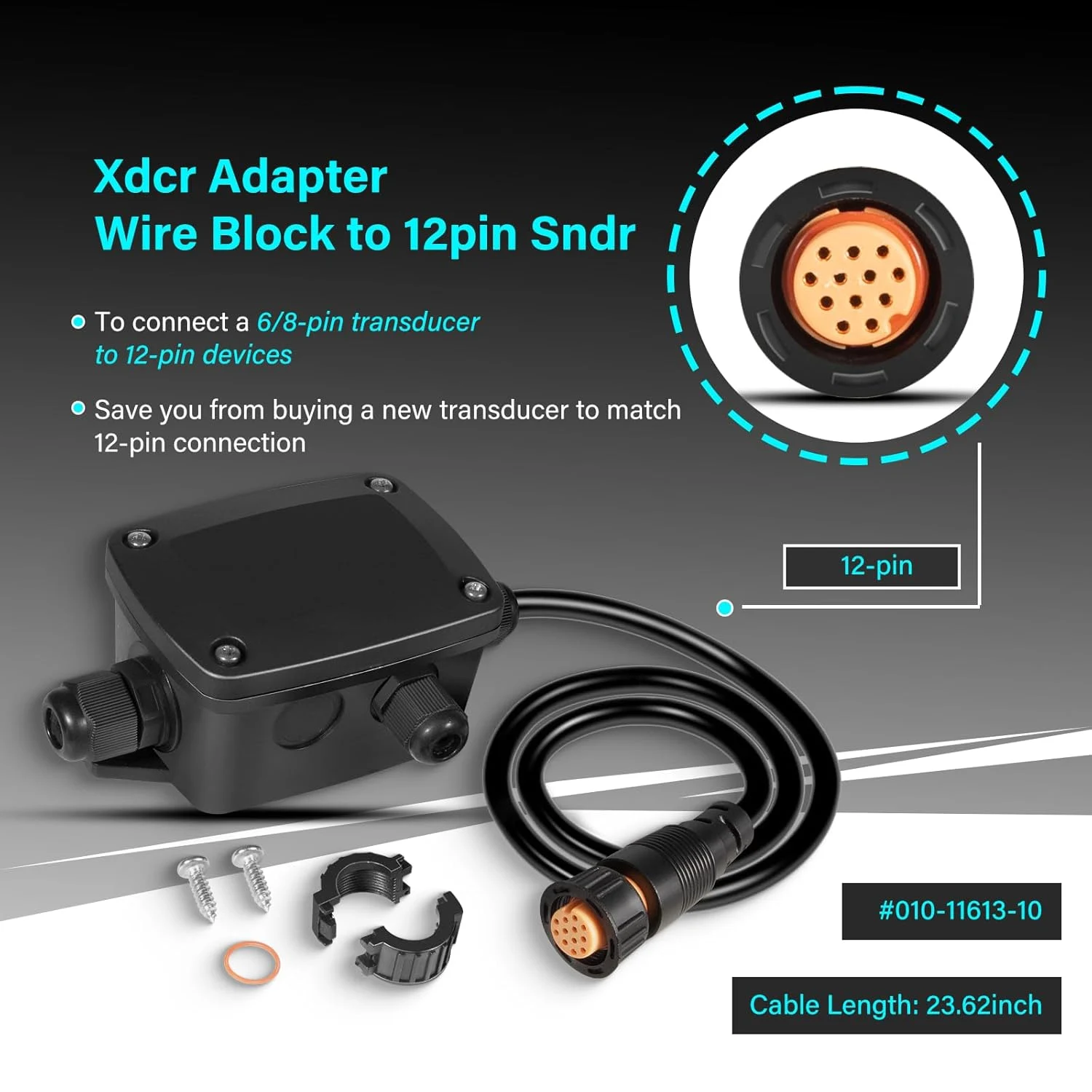 010-11613-10 Xdcr Adapter, Wire Block to 12pin Sndr Compatible with Garmin 12-pin Sounder Connector & Transducer, for GPSMAP