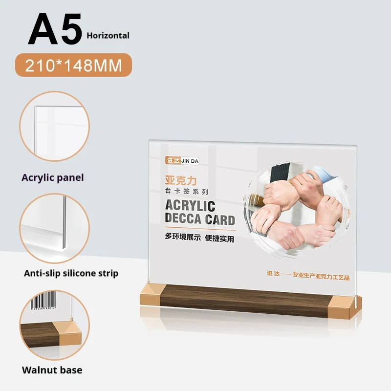 Imagem -05 - Acrílico Menu Display Stand tipo t de Madeira Restaurante Mesa Titular do Cartão Preço Walnut a4 a3