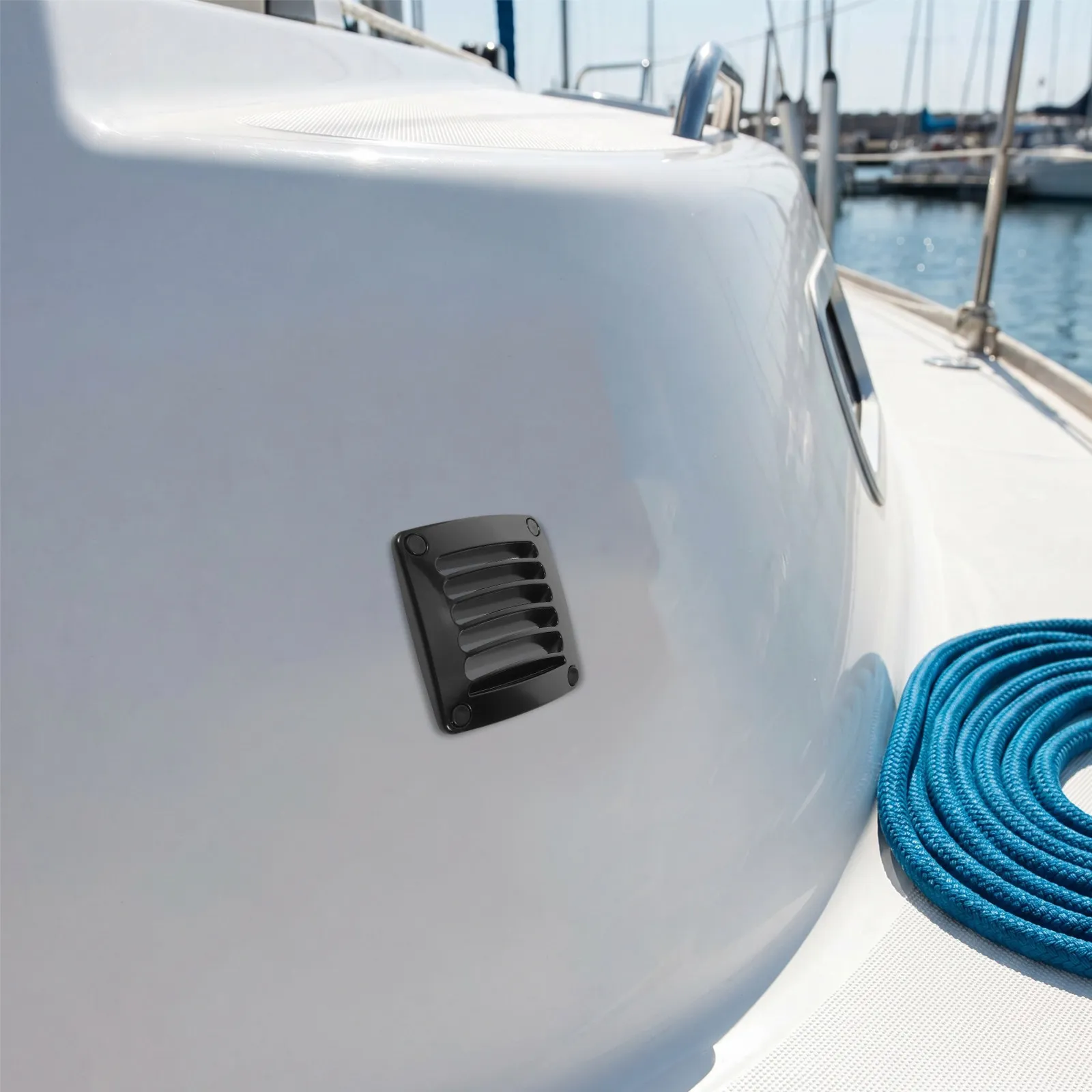 Marine Boat Vent Black 3.6 Inch Louvered Flush Plastic Thru Vent Replacement for Yacht Boats Rvs Marine Hull Grill Cover