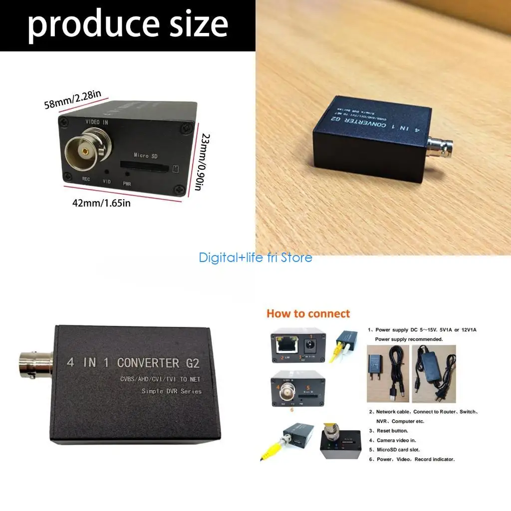 

E06D 4 In 1 Video Converter BNC Input To RJ45 Output CVBS/720P/1080P AHD/TVI/C