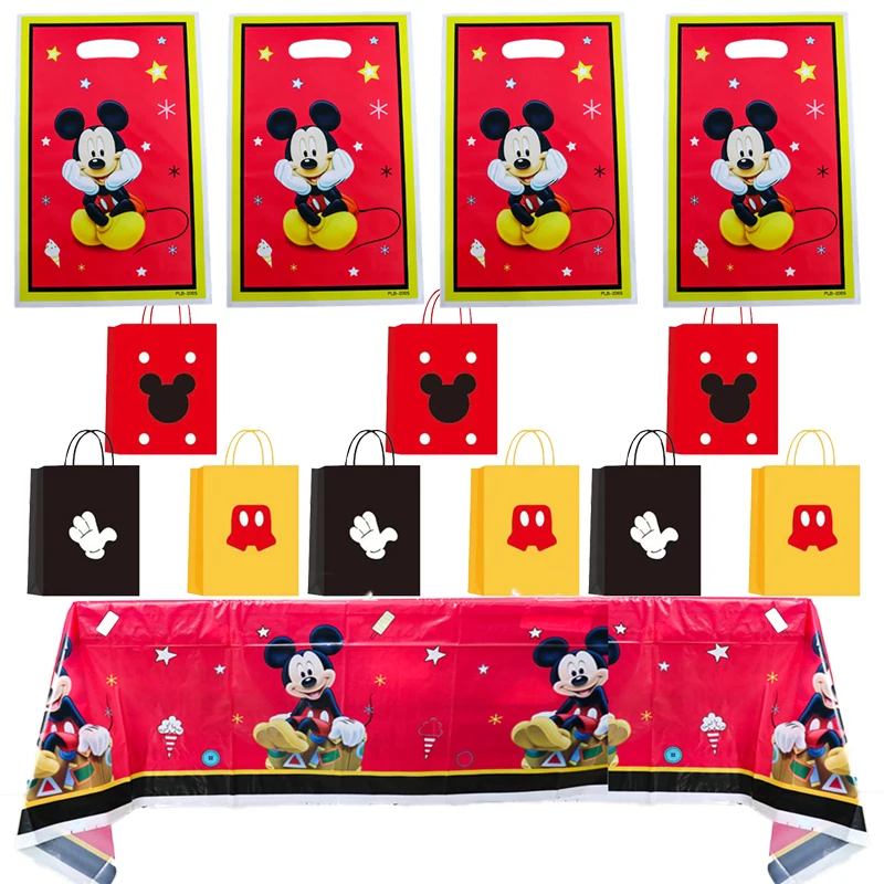 Disney Mickey Mouse Birthday Party Decoration Cartoon Mickey and Minnie Red Tableware Supplies Balloons Baby Shower for Kids New