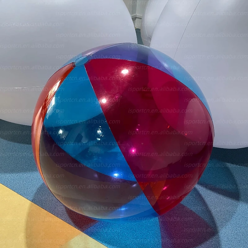 1M LED transparent color matching inflatable beach ball, transparent panel beach ball, suitable for pool parties/summer