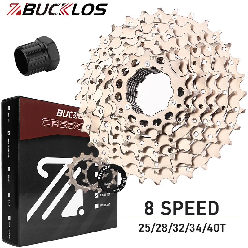 BUCKLOS K7 8 Speed Bicycle Cassette 8V Road Mountain Bike Cassette 25T 28T 32T 34T 40T MTB Freewheel for Shimano HG