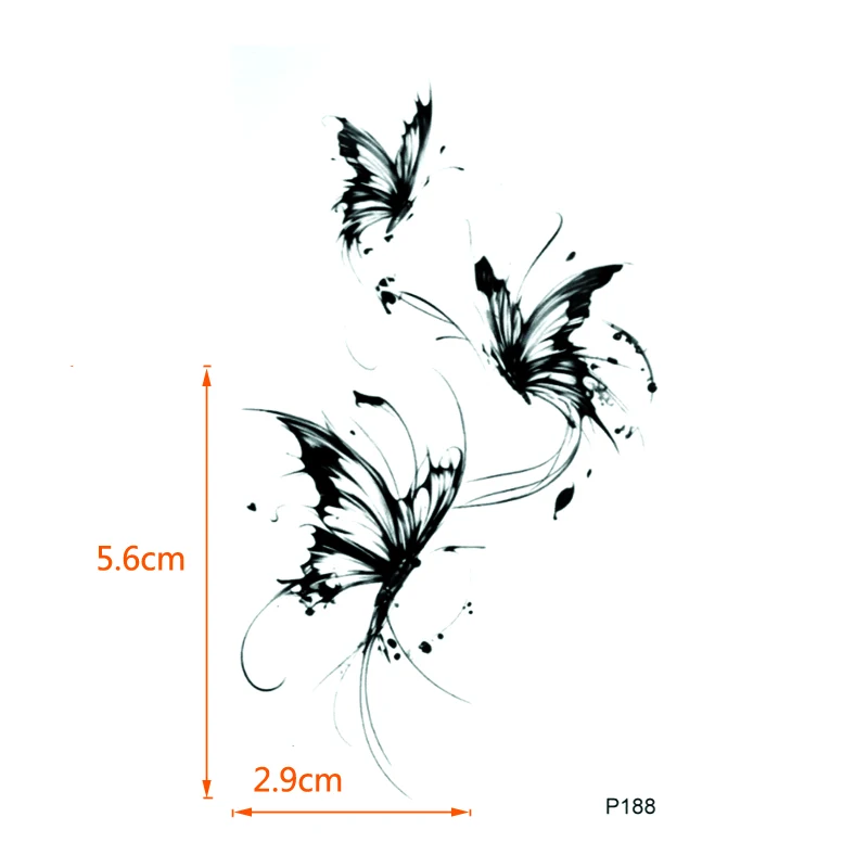 Butterfly Waterproof Temporary Tattoos Men Henna Tatoo Sticker Faux Tatouage Temporaire  Flash Fake Tattoo Stickers