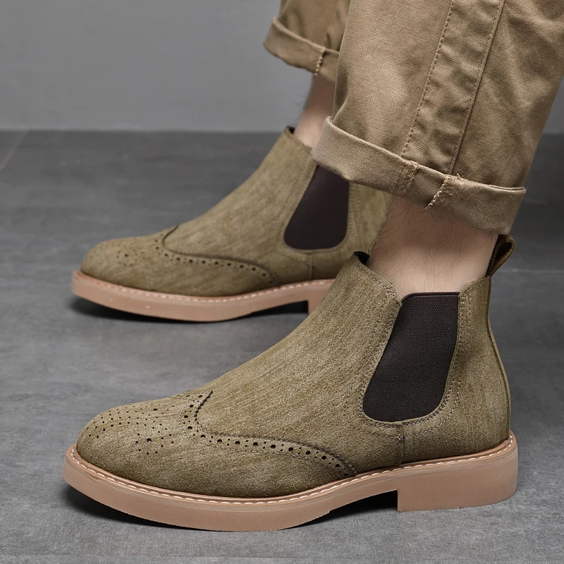 Fashionable Hot Selling Mens Leather High Top Chelsea Boots High-quality Comfort Soft Urban Business Boots Outdoor Driving Boots