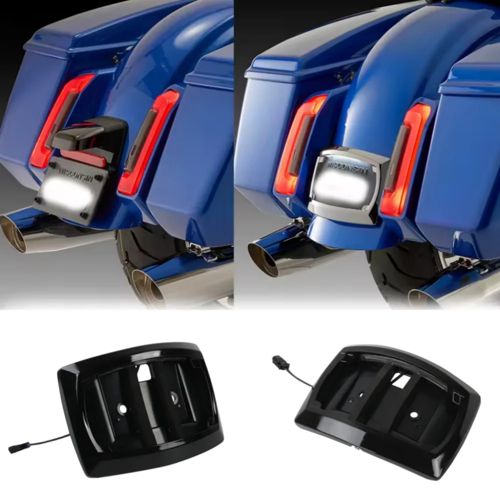 

2023-2025 LED Curved License Plate Frame With LED Plate Light For Harley CVO Road Glide ST FLRXSTSE Street Glide Ultra FLHXU