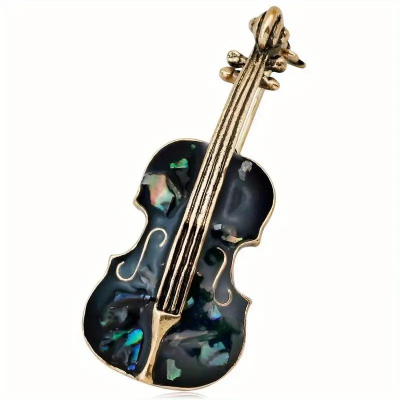 1PC Vintage Women Rhinestone Guitar Cello Violin Brooch Pins Badge Jewelry Accessories Gifts