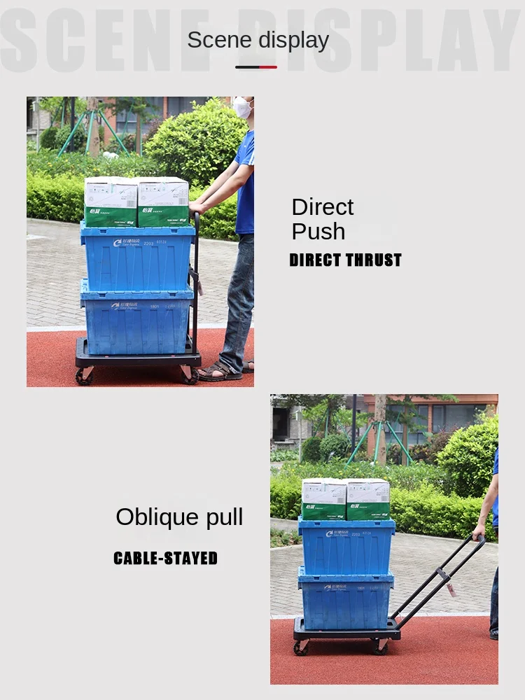 Foldable Sliding Platform Trolley Trolley Cart Portable Shopping Cart Truck Trailer Hand Buggy