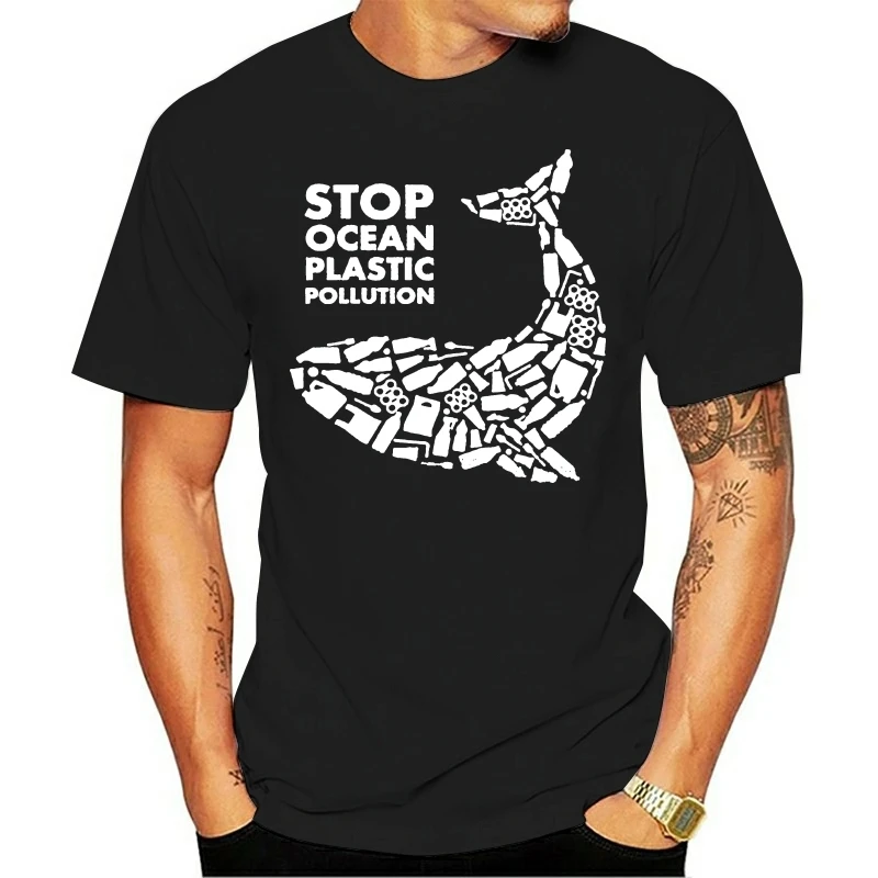 Stop Ocean Plastic Pollution Mens T-Shirt Global Warming Whale Environmental Top