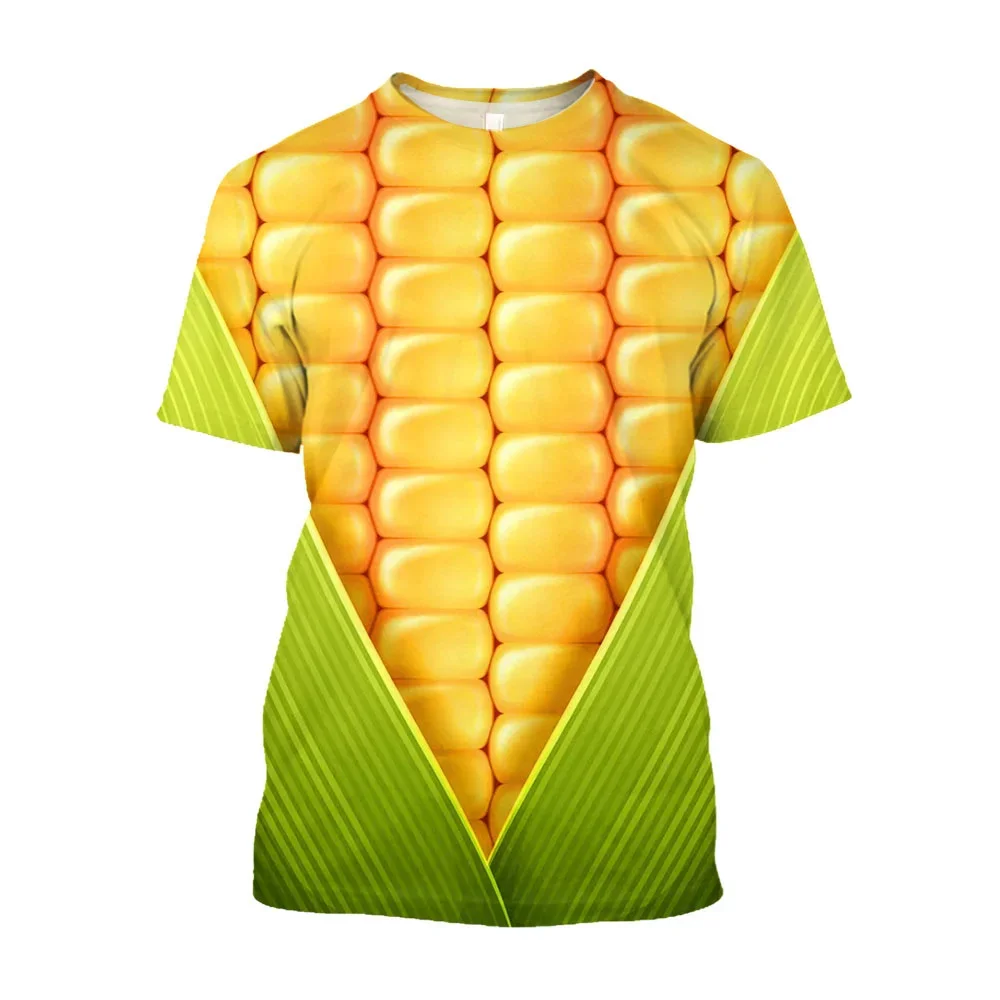 Customization Sweet Corn Wheat Graphic T Shirt For Men Clothing Funny Kids Short Sleeved T-shirt Casual Women Clothes Fashion Co