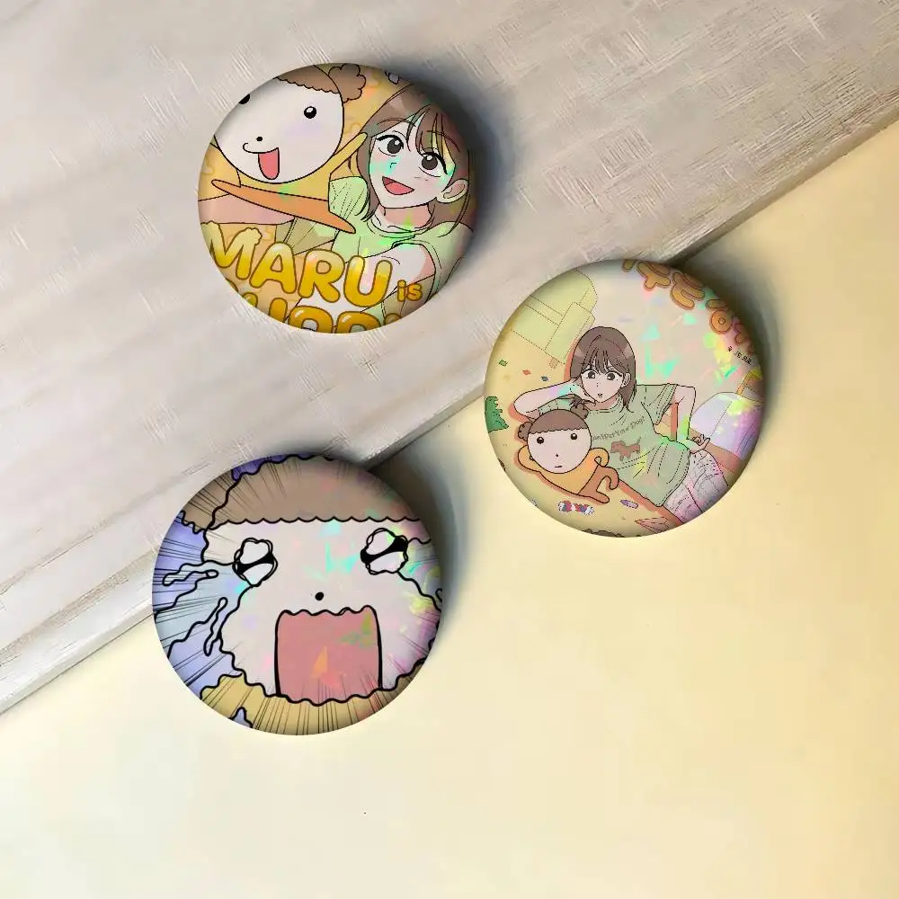 Cartoon Maru Is A Puppy Anime Creator Tinplate Button Custom Anime Role Old-school Brooch Cartoon Collar Badge Jewelry Gift Fans