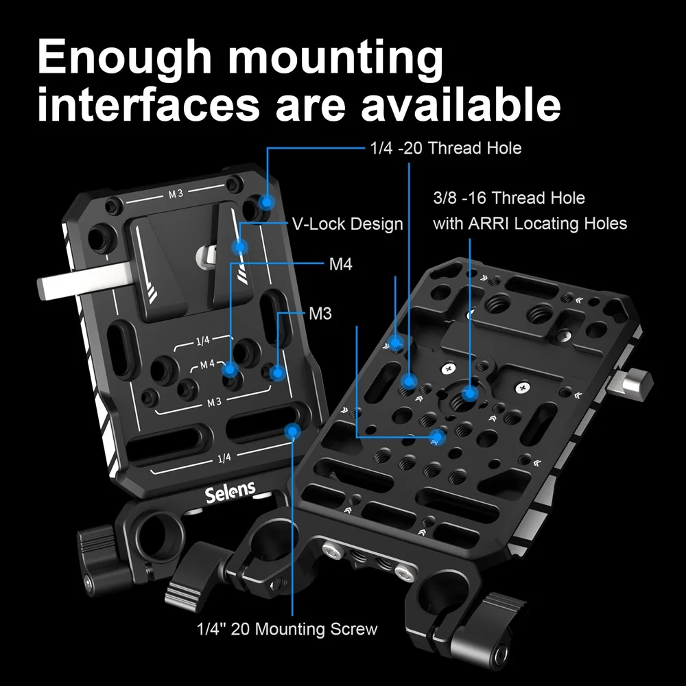 Selens Newest V-Mount Battery Plate Aluminum Alloy V-Mount Battery Mounting Plate Battery Quick Release Plate For DSLR Camera