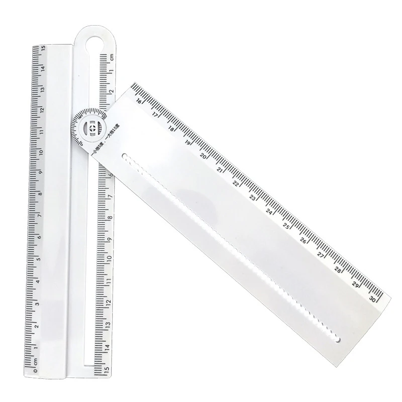 Transparent Rectangle Folding Ruler Protractor Student Stationery Math Drawing Tool School Office Supplies