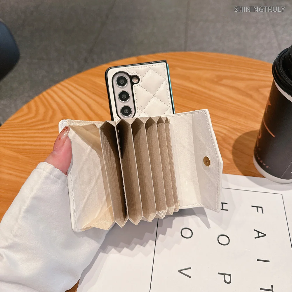 

Diamond lattice Luxury Leather Wallet Card Slot Stand Phone Case For Samsung Galaxy Z Fold5 Fold 4 Fold 3 Fold4 Hard Phone Cover