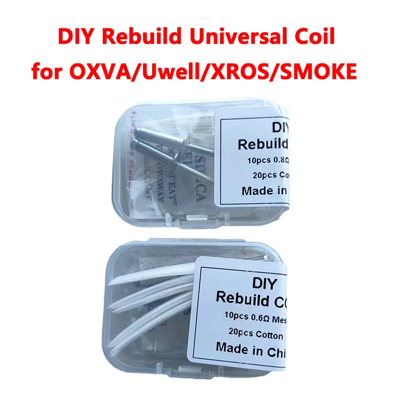 

1Set DIY Rebuild Coil 0.6/0.8ohm Universal Mesh Coil Heating Wire Oil-absorbing Cotton Winding Rod Set for OXVA/Uwell/XROS/SMOKE
