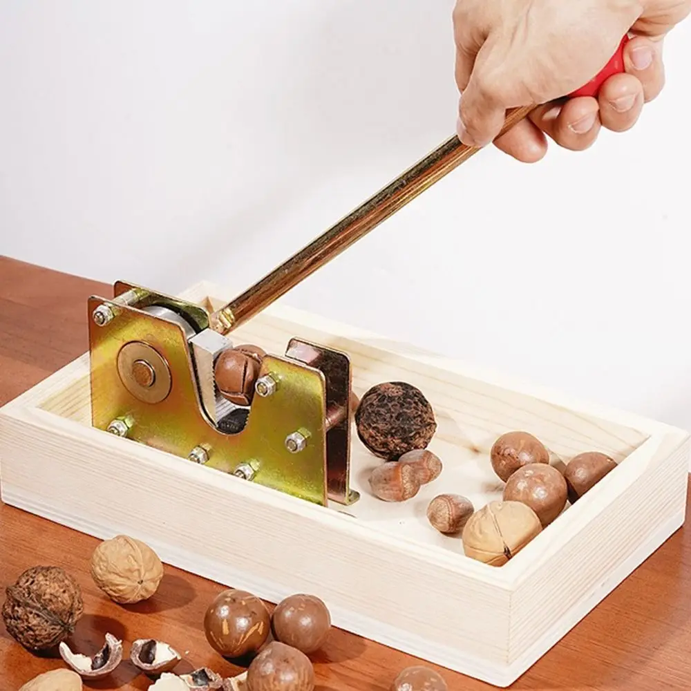 Household Pacan Multifunctional Easy to Use Heavy Duty Wooden Base Nutcracker Chestnut Opener Walnut Pliers Nut Sheller