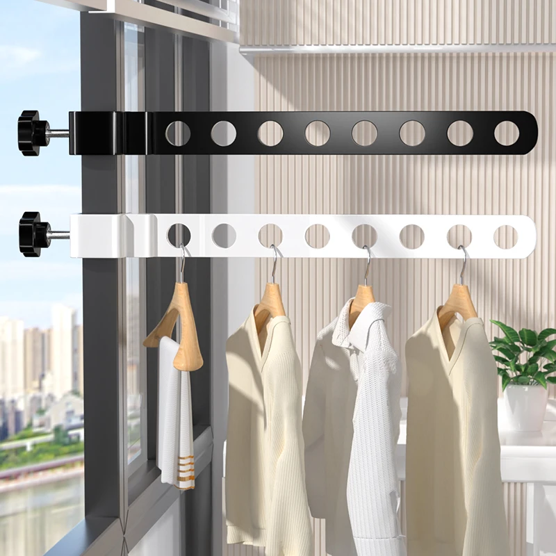 Foldable Black Clothes Rack Clothes Hangers Wall Mounted Hanger Drying Rack SpaceSaving Aluminum Clothes Organization  FR3032