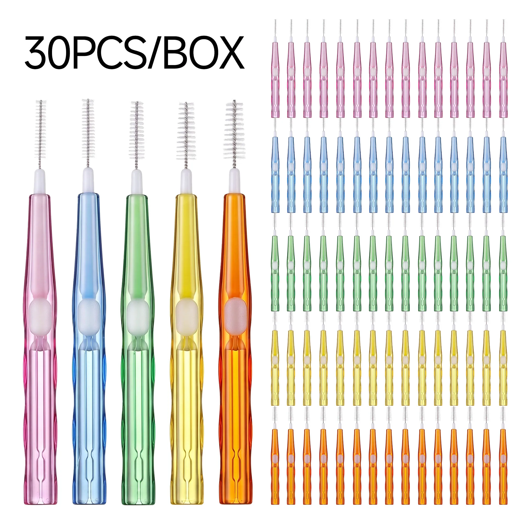 30PCS Dental Interdental Brush Toothpick Orthodontic Tooth Floss Oral Care Cleaning Between Teeth Brushes 0.6mm-1.5mm