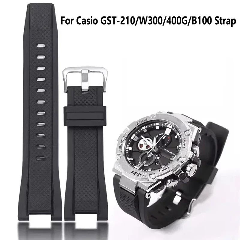 Accesorios de silicona para reloj Casio G SHOCK GST Series GST-210/W300/400G/B100, pulsera de goma resistente al agua, 26mm x 14mm