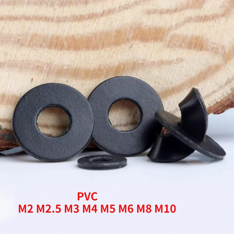 200/500Pcs Black Soft PVC Plastic Gasket ID 2 2.5 3 4 5 6 8 10mm Insulated Waterproof Gasket Sealed Plastic Round Flat Pad