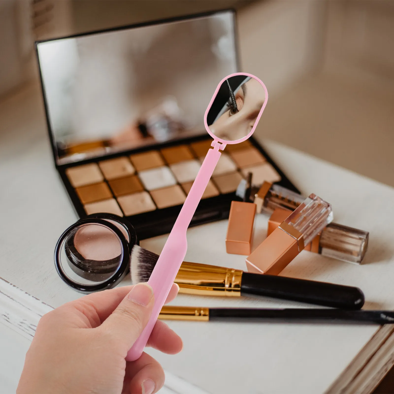 Eyelash Extension Lash Mirror Rotatable Clear Compact Handheld Mirror Makeup Tool for Precise Application Rotate Eyelash Mirrors