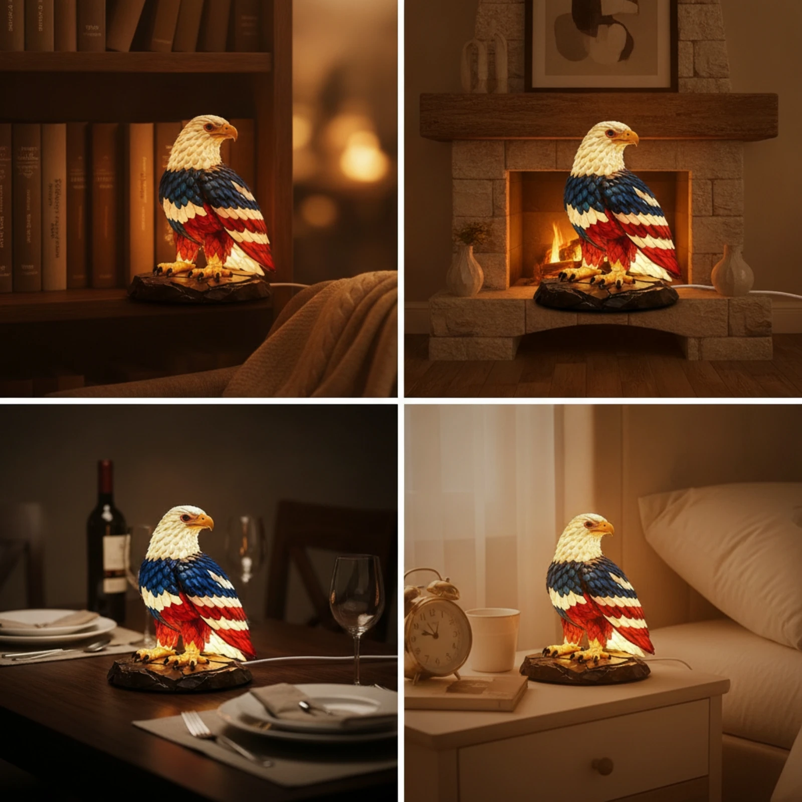 Eagle Lamp Patriotic Decorative Night Light Tabletop Lamp Ambient Nightlight Warm for Collectors, Desk, Shelf