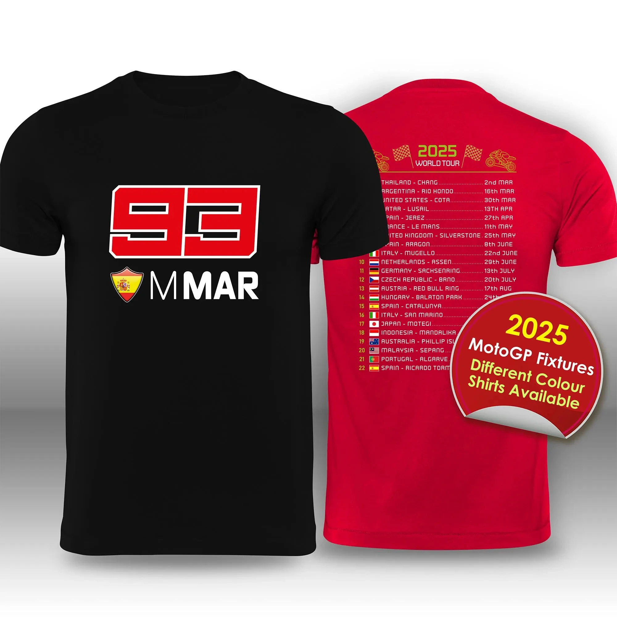 2025 Motogp-Camiseta con calendario de carrera para hombre y mujer, ropa deportiva informal, cuello redondo, holgada, de gran tamaño, transpirable, de secado rápido