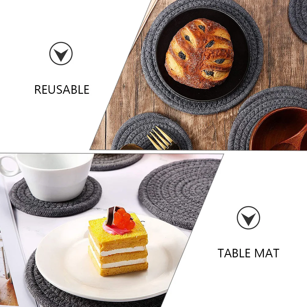 

5Pcs Sturdy Cotton Kitchen Mats Heat Resistant Trivet Pads for Pots and Pans Decorative Antiscalding Placemats