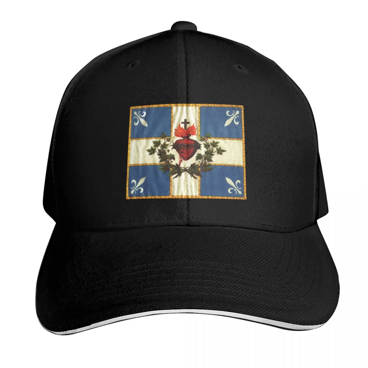 Quebec flag drapeau Québec Patriote Carillon Sacré-C ur Christian Catholic old vintage edition with fleurs de lys Baseball Cap