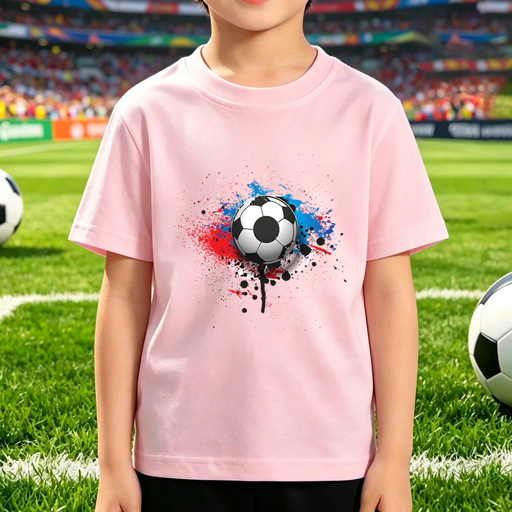 Summer New T-shirt Loose Comfortable Soft Skin Friendly Fashionable Versatile Creative Football Print Short Sleeved Top