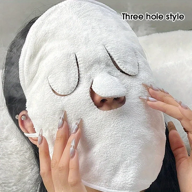 Toallas faciales de compresa fría y caliente, suaves, color beige claro, relajación térmica para limpieza facial, cobertura de ojos y mandíbulas, 1 ud.