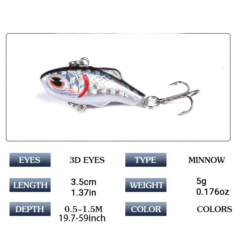 1PC VIB Fishing Lures Plastic Bionic Hard Bait Crankbait Mini Wobblers Fishing Tackle image 2