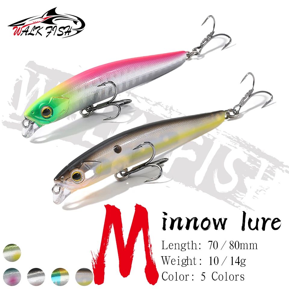 WALK FISH 1PCS 10g/70mm 14g/80mm Cast Heavy-duty Submerge Mino Bleistift Perle Lip Harten Köder Für Seebarsch Eine Umgedrehte Mund Bionic