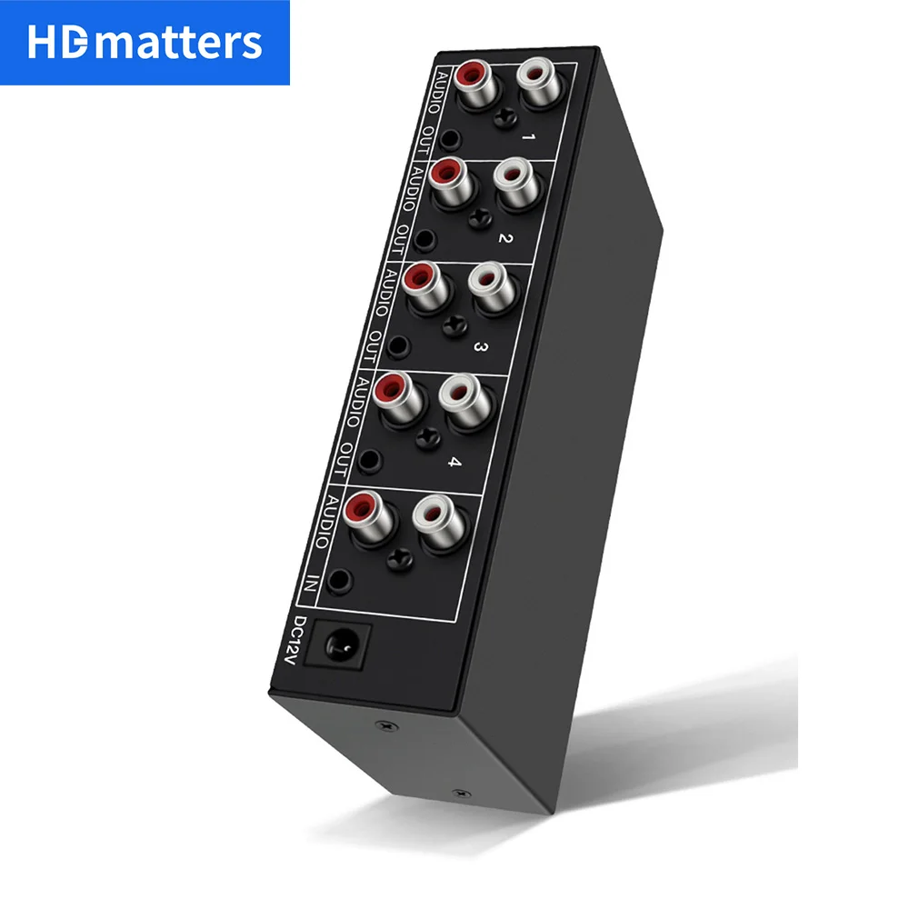 Audio Splitter 1 in 4 out RCA L/R Aux Stereo Audio Splitter 1X4 Audio Distributor for PC DVD Speaker Analog Audio Splitter